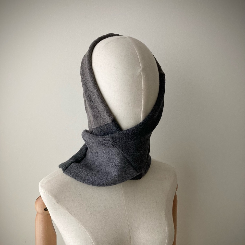 joodito 100% wool sweater wrap scarf japanese boro patchwork muffler winter gray - Picture 6 of 12